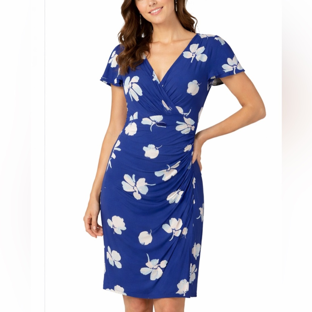 Lauren Ralph Lauren Blue and White Floral Midi Dress